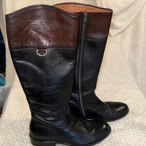 Frye Black Leather Jayden Button Knee Boots 9.5